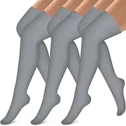 [Bluemaple] Thigh High Compression Socks for Women and Men Circulation(3 Pairs) Over the Knee-Best Support for Running,Travel