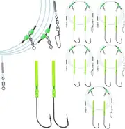 Narcissus 5PCS Sea Fishing Rigs, Pre-Tied Paternoster Rig with Size 1/0 & 2/0 Hooks, Anti-Tangle Snap, 1-3 Hooks, Gaps (45cm, 52cm, 80cm), Ready for Beach Fishing