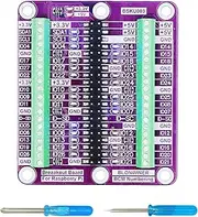 Breakout Board for Raspberry Pi 5 /4B /3B+ /3B /3A+ /2B /1B+/1A+ /Zero 2W/Zero W/Zero Suitable for Beginners in Programming, Terminal Block Shield HAT with Pin Header, GPIO Status LED with Screwdriver