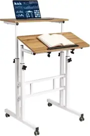 Mobile Stand Desk Adjustable, Standing Laptop Cart, Rolling Computer Cart, Porta