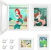 Picture Frame Children's Drawings A4, Pack of 2 Befüllba Art Photo Frames Children, Wooden Hinged Art Frame, Ideal for Art Projects, School, Home (White)