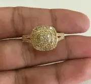 2.20 Ct Round Cut Simulated Diamond Cluster Wedding Ring 14k Yellow Gold Plated