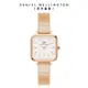 Daniel Wellington DW 手錶 Quadro Studio 22X22mm 復古鋼琴錶鍊方型腕錶-白錶盤-玫瑰金 DW00100517