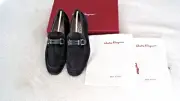 NEW SALVATORE FERRAGAMO TUCKER Dark BLue Suede men loafers size 8 EEE