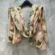 14th & Union Women's Ivory Floral-Print Sequin Embellished Scarf SZ OS