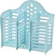 XIASABA Blue Plastic Wall Mounted Hollow Draining Cutlery Holder Chopstick Spoon Basket For Kitchen Keep Your Kitchen Organized And Tidy (Blue)