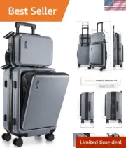 Durable Hard-Shell Carry On Suitcase 22x14x9 with Tech-Friendly Compartments