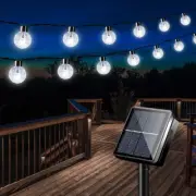 Solar Power Outdoor String Lights Large Crystal Globe Gifts 8 Modes Waterproof