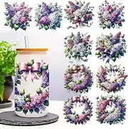 5pcs Purple Clove Flower Bow UV DTF Cup Wraps Winter UV DTF Transfer Waterproof Sticker for Glass Cups Furniture Craft DIY Crafts，Rub on Transfer Stickers for DIY Water Bottle Laptop Decal Wood Car