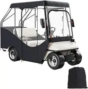 Universal 4-Seater Golf Cart Enclosure with TransPVC Windows - Weatherproof 420D Polyester Cover for EZGO TXT & Most Carts, UV-Resistant + Bonus Storage Bag