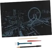 Scratch Painting Set Night Veiw Art Diy Scratch Picture Matte Coated Paper Beautiful Hidden Patterns