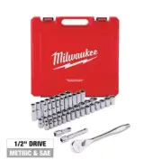 Milwaukee 1/2 in. Drive SAE/Metric Ratchet & Socket Set (47-Piece)