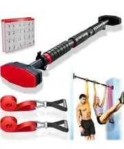 IRONSURGE Pull Up Bar for Doorway 6-piece Set w/Resistance Bands/Handles 27-37"