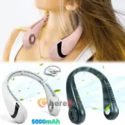 Portable Rechargeable Neckband Lazy Hanging Dual Cooling USB leafless Cooler Fan