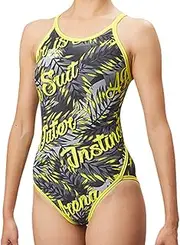 [arena] FSA-8607WJ Fitness Swimsuit, Girls, Junior Super Flyback Tough Suit, R130 Size, Gray x K Yellow x Black (GYYL)