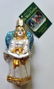 NWT Angel Ornament Old World Christmas Glad Tidings Blown Glass 2002 w charm