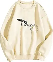 [Bokeley] Walking Dog Sweatshirts for Women 2024 Fall Halloween Oversize Sweatshirt Long Sleeve Casual Graphic Printed Tops Halloween Cardigan For Women, Blue-e, Large