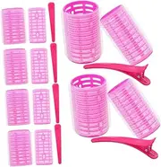 Beavorty 18-piece Hair Curler Set Plastic Self-adhesive Rollers for Women Bangs Styling Tools Large Small Rollers Clip Replacement for Styling