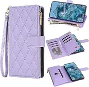 [Asuwish] Mobile Phone Case for Google Pixel 8 Pro Case with Strap Card Slot Foldable Leather Wallet Stand Pixel8Pro 8Pro 5G Zip Mobile Phone Cases Wallet Cover Mobile Phone Cases Protective Phone Case