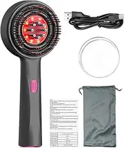 Scalp Massager Hair Growth, Scalp Massager, Head Scrubber, Electric Scalp Massager 2 in 1 Hair Oil Applicator and Comb for Hair Growth 21x8.5cm/8.27x3.35 (Red,Gray)