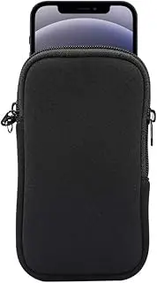 Small Cell Phone Sleeve Case Neoprene Shock Absorbing Proof Pouch Skin Cover w Neck Strap for iPhone 12 Mini,11 Pro,XS,X,8,SE 2020/ Galaxy A01 S10e A10e A20e/ Pixel 4a,Pixel 5,4,3/ Moto G7 Play(Black)