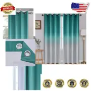 Stylish Ombre Thermal Insulated Curtains - Gradient Light Blocker, 2 Panels