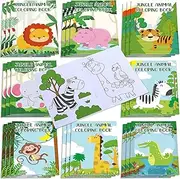 Honoson 24 Pcs Coloring Books Jungle Safari Animals Party Favor Bulk for Kids Mini DIY Art Drawing Book Zoo Activity Forest Birthday Goodie Bag Gift Filler Classroom Supplies