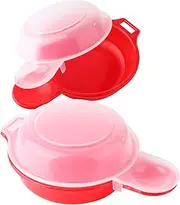 2 sets Microwave Egg Cooker,1 Minute Fast Egg Hamburg Omelet Maker Kitchen Cooking Tool(Red and clear)