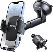 UGREEN 2 in 1 Car Phone Holder Mount for Dashboard Windshield Air Vent, Universal Cradle, Strong Suction Cup, Compatible with iPhone 16 Pro Max, Galaxy S24 Ultra