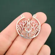 BULK 10 Lotus Connector Charms Antique Silver Tone - SC7170