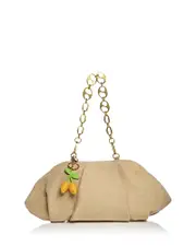 Aqua Linen & Cotton Pouch with Bag Charm - Exclusive