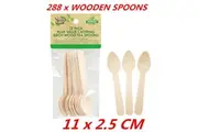 288 x Eco Wooden Teaspoons Disposable Biodegradable Cutlery Spoon Kitchen Coffee