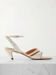[Stella McCartney] Stella McCartney - Crystal-embellished Brushed Sandals - Silver - IT36 IT 36 Silver