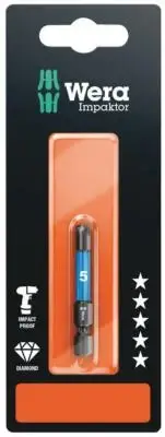 S/DRIVER BIT IMPAKTOR SW5X50, BIT TYPE HEX, HEX BIT SIZE 5MM, LENGTH 50 FOR WERA