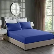 Royal Comfort Sheet Set 2000TC Bamboo Cooling Ultra Soft Vibrant Colour Moisture Wicking, 1 x Fitted Sheet 2 x Pillowcases (3 Pcs, King, Royal Blue)