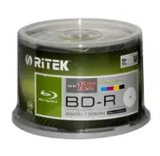 50 x Ritek Blu-ray BD-R 12x 25GB Full Hub inkjet printable blu ray BDR discs