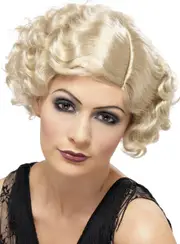Flirty Flapper Womens Blonde Short Curly Costume Wig
