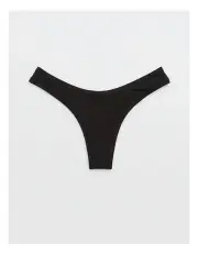 [Aerie] Superchill Modal Rib Thong Underwear in True Black