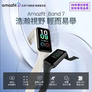 【Amazfit華米官方】Band 7大螢幕健康智慧運動智能手環(1.47吋/運動辨識/心率血氧/原廠公司貨)