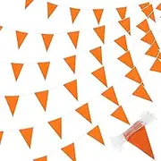 400 ft Solid Pennant Banners Flags 240 Pcs String Hanging DIY Triangle Bunting Bulk Garland for Grand Opening Carnival Birthday Party Decoration Festival Celebration Outdoor (Orange)