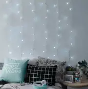 WEST & ARROW 96 LED Christmas Curtain String Light | Cool White | 8ft (96") NWT