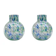2x Urban Jaslyn Speckle Glass Flower Vase Green Blue Decorative Home Decor