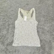 NEW Banana Republic Women's Size 0 Blouse Top Sleeveless White Rayon Scoop Neck