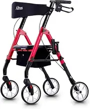 Altus Classic Walker with Seat Rollator Height Adjustable Folding Red Wine