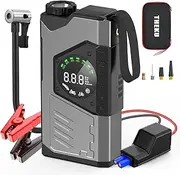Jump Starter Electric air Compressor with air Compressor [with 26800mAh high Capacity & LED Emergency Light] Engine Starter Inflator Function 3000A Peak Current Car Emergency Start for 12V Cars