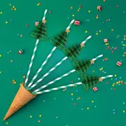 Green Christmas Tree Honeycomb Paper Straws 10pk
