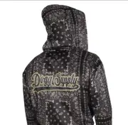 New Men's Medium Hooded Robe Dogg Supply Snoop Dogg Black Bandanna Print