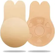 [Wuiil] Adhesive Bra, Invisible, Strapless self-Adhesive Bra, with Push-up Effect and Invisible Design, Reusable, for All Backless Garments and Wedding Dresses, Beige250425, B