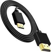 tunghey Thin Mini HDMI to HDMI Cable, Ultra Slim & Flexible Mini HDMI Cable Supports 3D/4K@60Hz/18gbps/2160P/1080P for DSLR, Camcorder, Laptop, Tablet and Graphics/Video Card (2M)