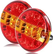 2 x LED Round Trailer Tail Light Waterproof, 12V 24V Universal Hamburg Round Rear Lights For Trailer Truck Van